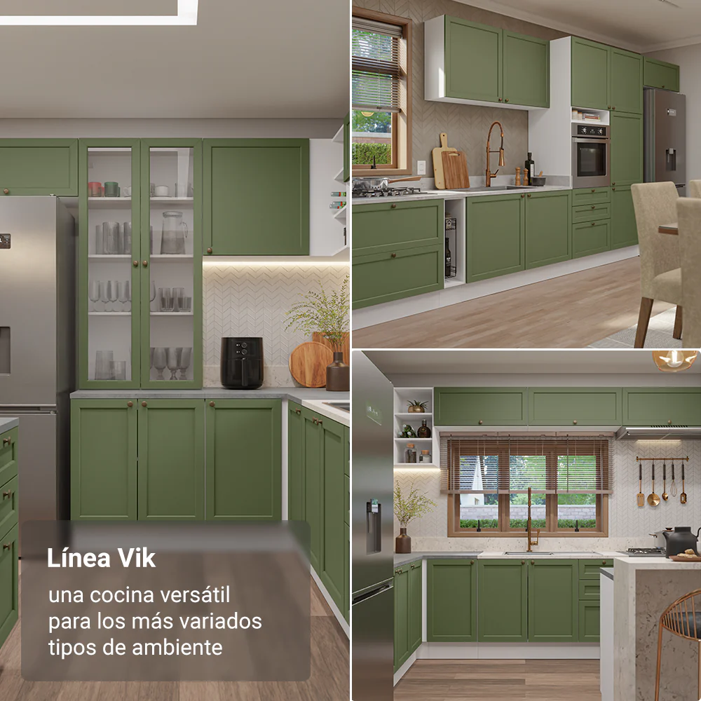 Bajo Mesada Especiero 20x60 cm 1 Puerta (Sin Mesada) Blanco/Verde Vik - Image 5