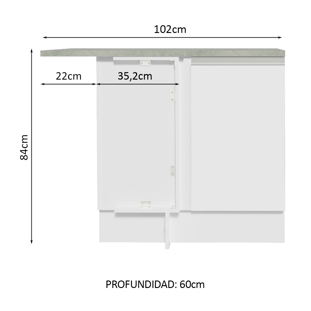 Bajo Mesada Esquinera 102 cm X 64 cm (Con Mesada) Glamy Blanco - Image 2