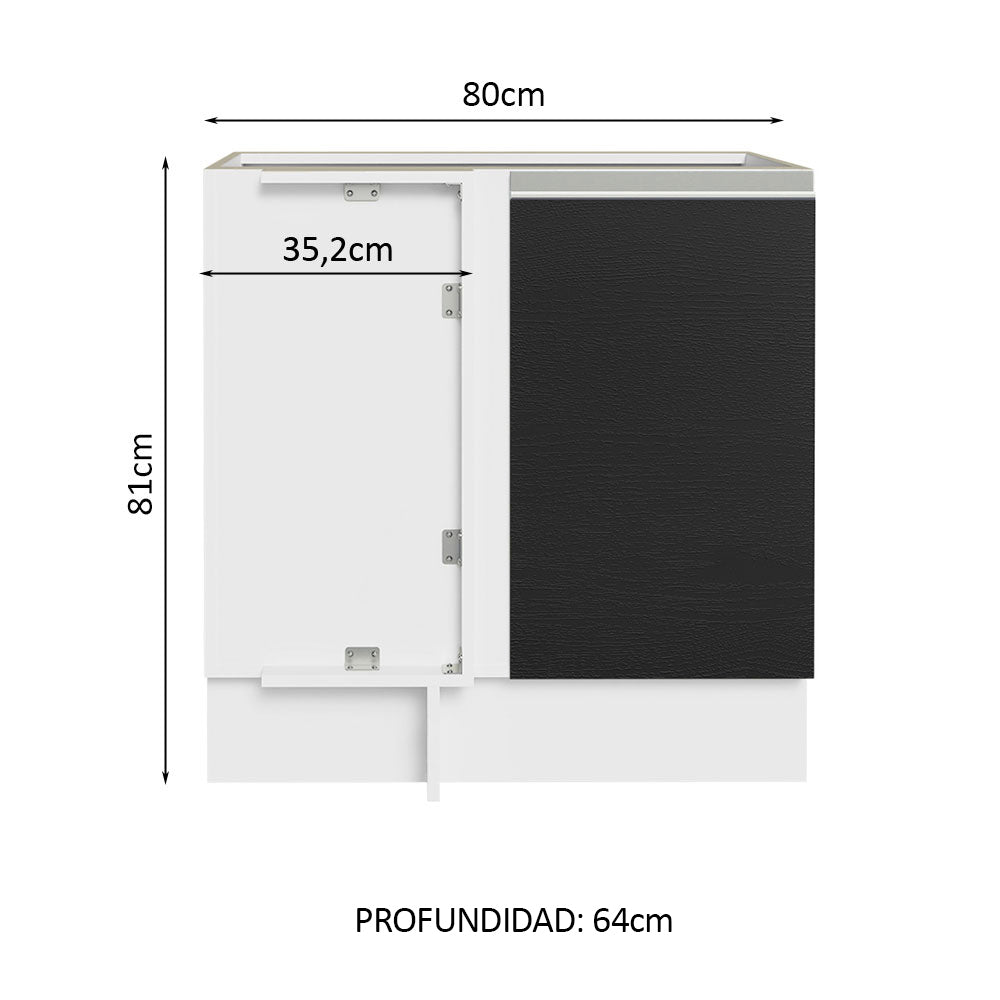 Bajo Mesada Esquinero 1 Puerta 60 cm Profundidad (Sin Mesada) Blanco/Negro Glamy Madesa - Image 2