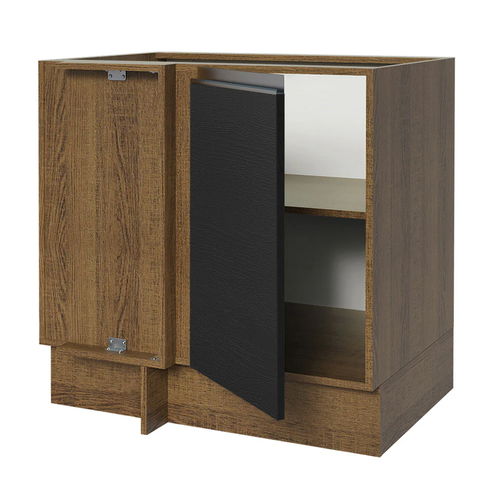 Bajo Mesada Esquinero 1 Puerta 60 cm Profundidad (Sin Mesada) Marrón/Negro Glamy Madesa - Image 7