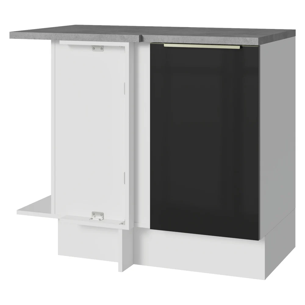 Bajo Mesada Esquinero 1 Puerta Blanco/Negro Lux Madesa