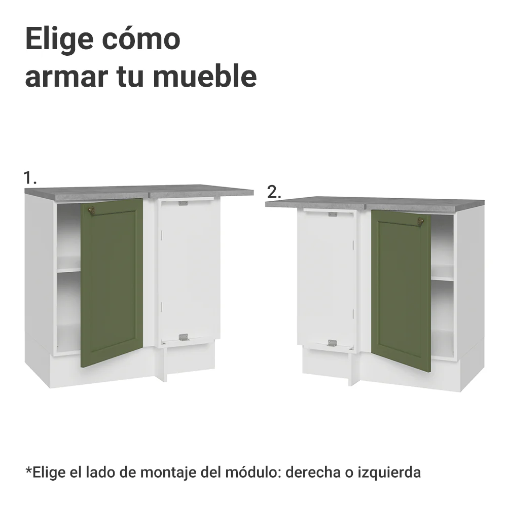Bajo Mesada esquinero 1 Puerta Blanco/Verde Vik Madesa - Image 4