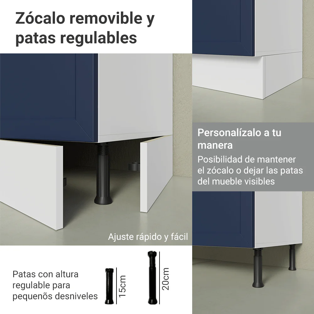 Bajo Mesada Esquinero 102 cm x 64 cm (con Mesada) Blanco/Azul Vik Madesa - Image 9