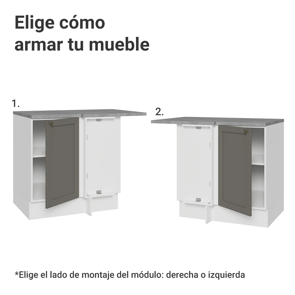 Bajo Mesada Esquinero 102 cm x 64 cm (con Mesada) Blanco/Gris Vik Madesa - Image 4