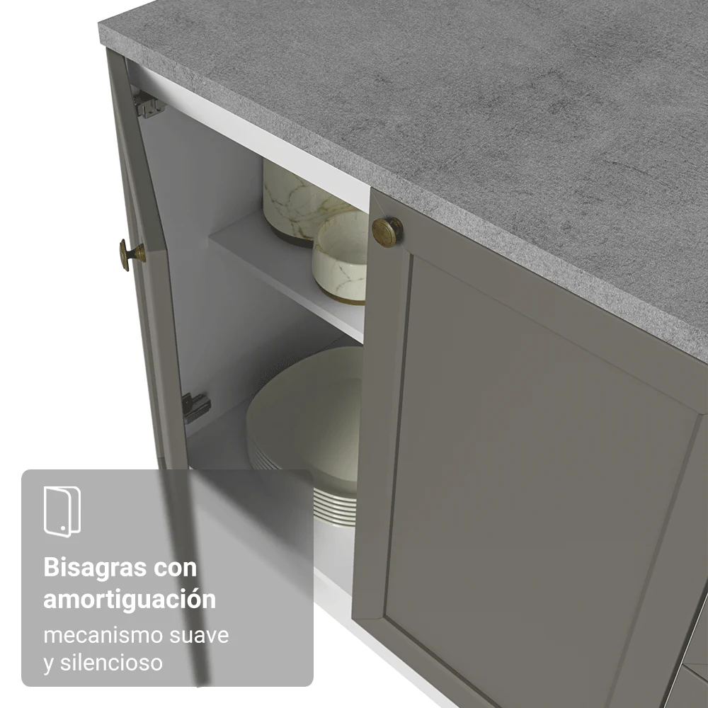 Bajo Mesada Esquinero 102 cm x 64 cm (con Mesada) Blanco/Gris Vik Madesa - Image 7