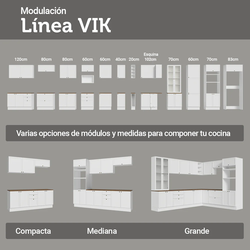 Bajo Mesada Esquinero 102 cm x 64 cm (con Mesada) Blanco/Marrón Vik Madesa - Image 10