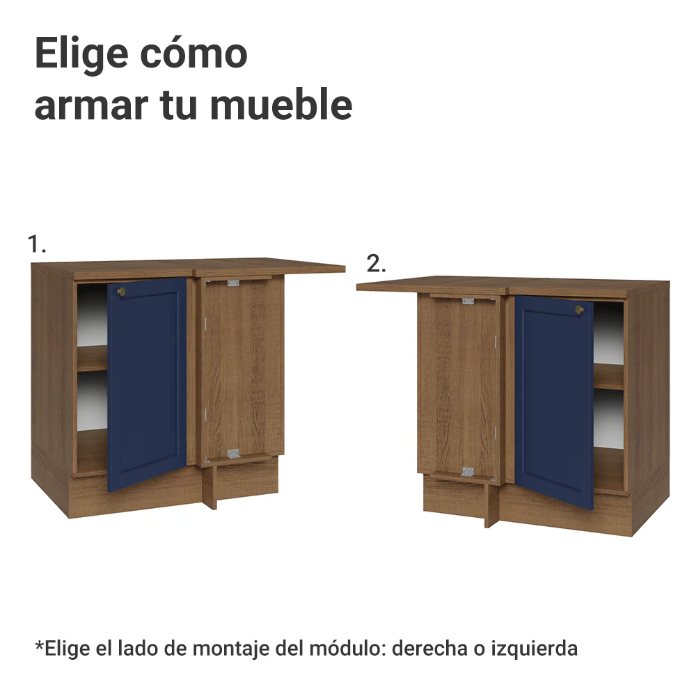 Bajo Mesada Esquinero 102 cm x 64 cm (con Mesada) Marrón/Azul Vik Madesa - Image 4