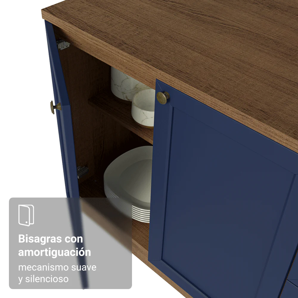 Bajo Mesada Esquinero 102 cm x 64 cm (con Mesada) Marrón/Azul Vik Madesa - Image 7