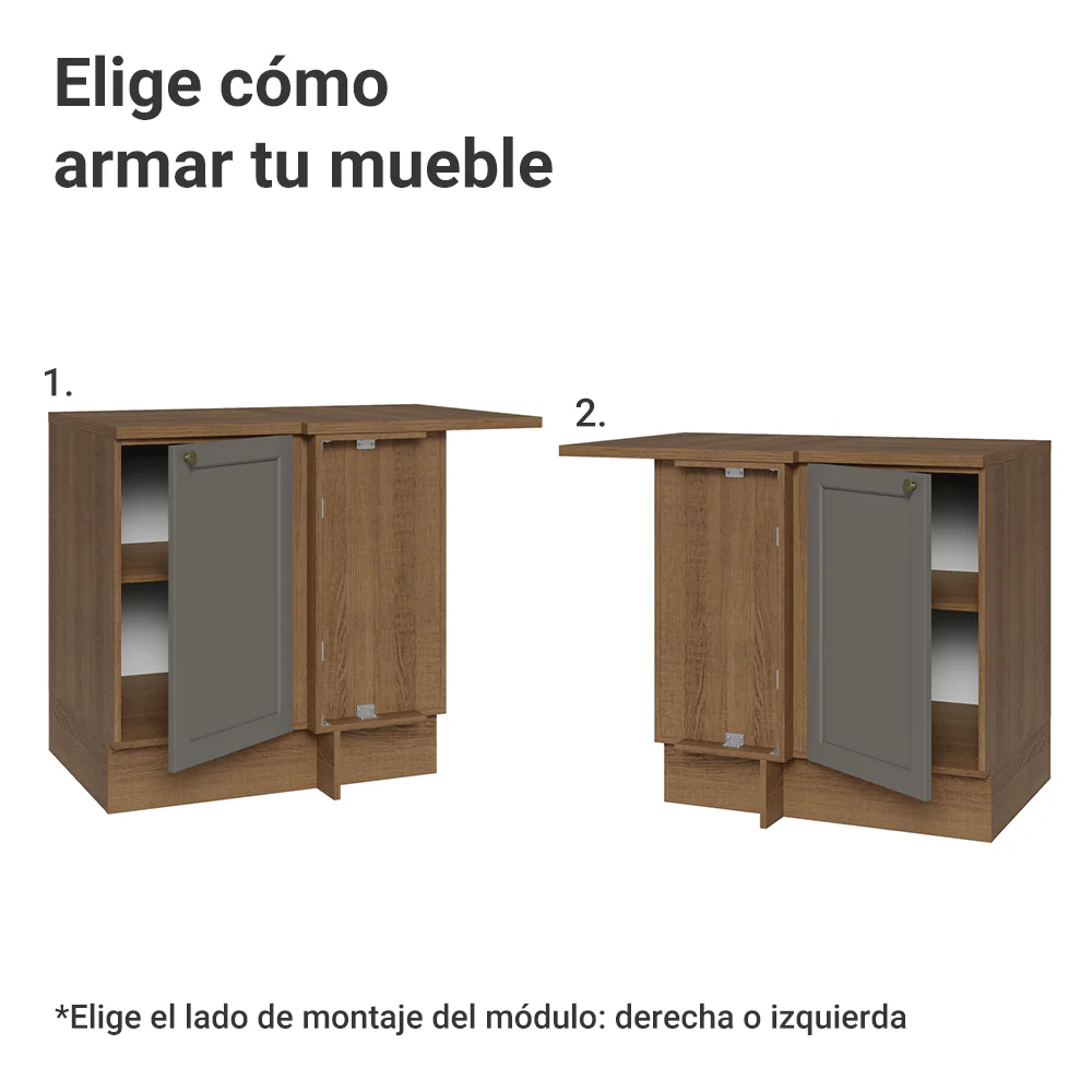 Bajo Mesada Esquinero 102 cm x 64 cm (con Mesada) Marrón/Gris Vik Madesa - Image 4