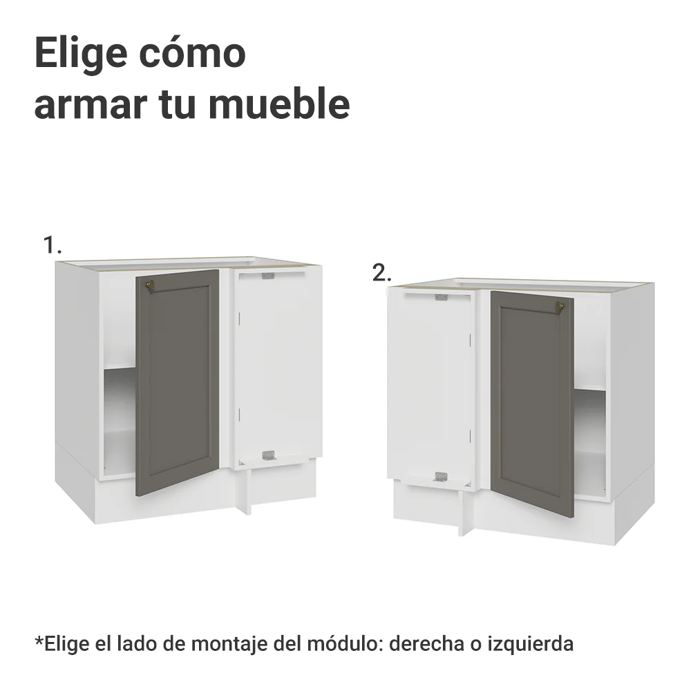 Bajo Mesada Esquinero 102 cm x 64 cm (Sin Mesada) Blanco/Gris Vik Madesa - Image 4