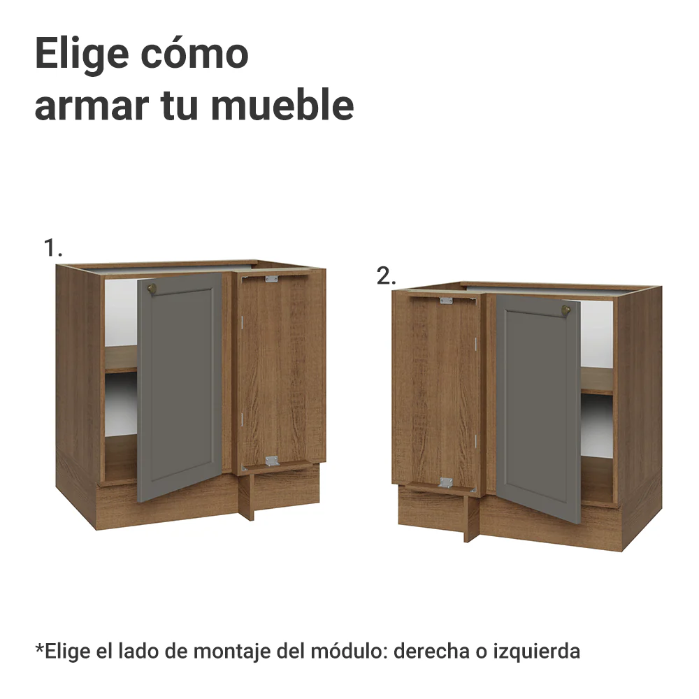 Bajo Mesada Esquinero 102 cm x 64 cm (Sin Mesada) Marrón/Gris Vik Madesa - Image 4