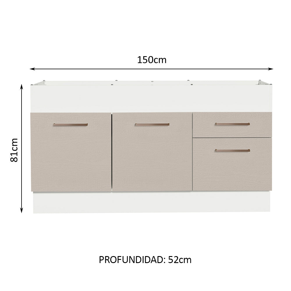 Bajo mesada Madesa Agata 150 Cm 2 Puertas 2 Cajones - Image 2