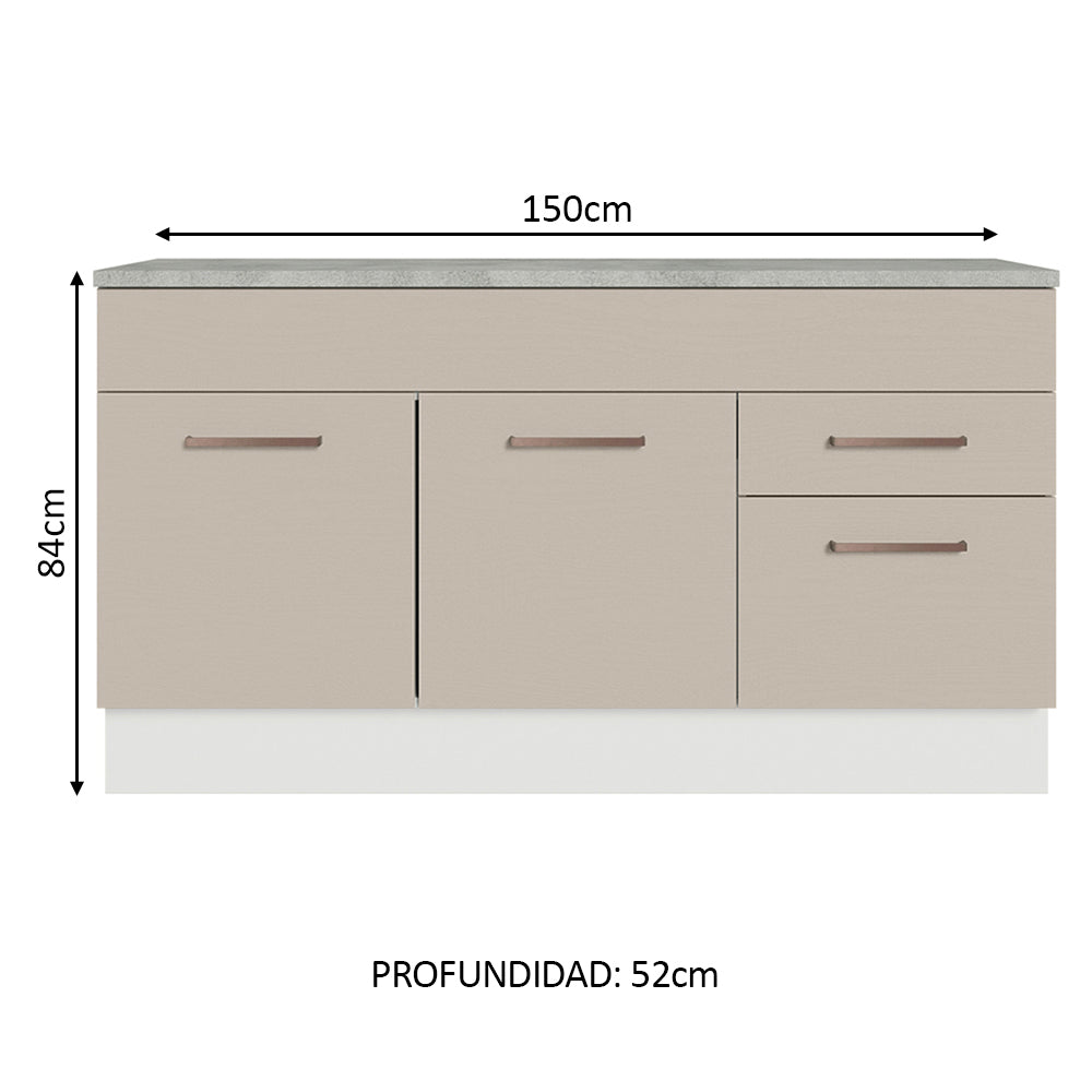 Bajo mesada Madesa Agata 150 Cm 2 Puertas 2 Cajones - Image 3