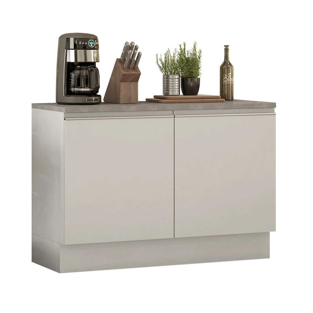 Bajo Mesada Cocina 120 x 60 cm 2 Puertas (Con Mesada) Blanco Glamy Madesa - Image 3