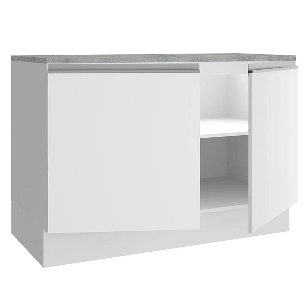 Bajo Mesada Cocina 120 x 60 cm 2 Puertas (Con Mesada) Blanco Glamy Madesa - Image 5