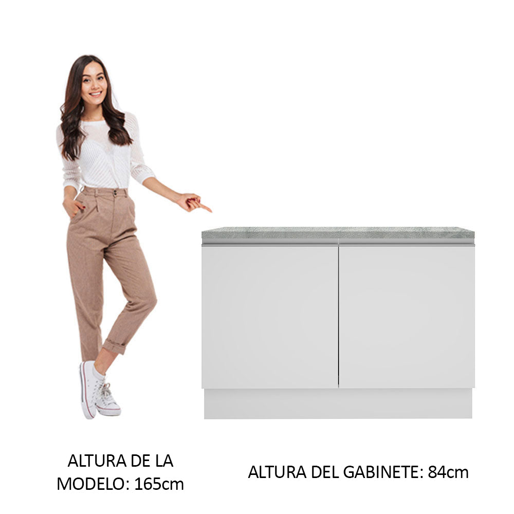 Bajo Mesada Cocina 120 x 60 cm 2 Puertas (Con Mesada) Blanco Glamy Madesa - Image 6