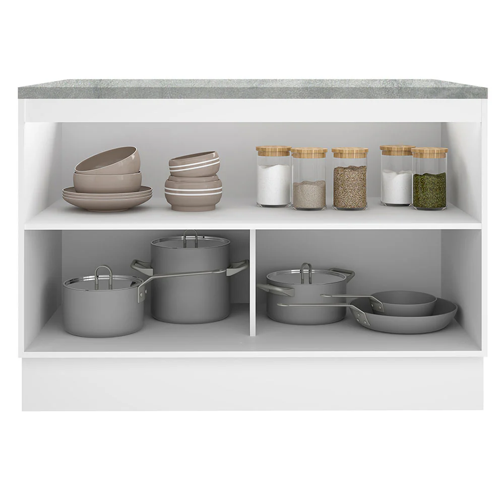 Bajo Mesada Cocina 120 x 60 cm 2 Puertas (Con Mesada) Blanco/Negro Glamy Madesa - Image 4