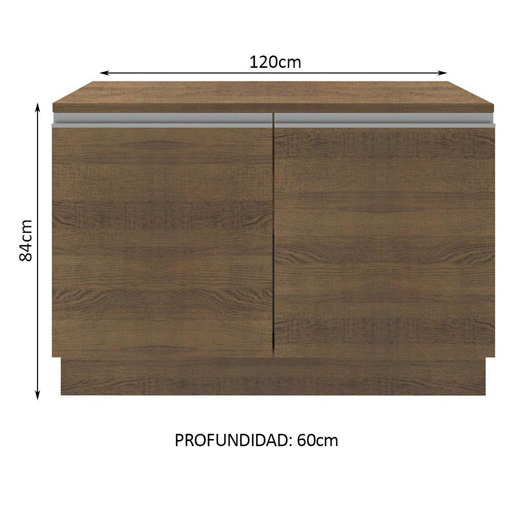 Bajo Mesada Cocina 120 x 60 cm 2 Puertas (Con Mesada) Marrón Glamy Madesa - Image 2
