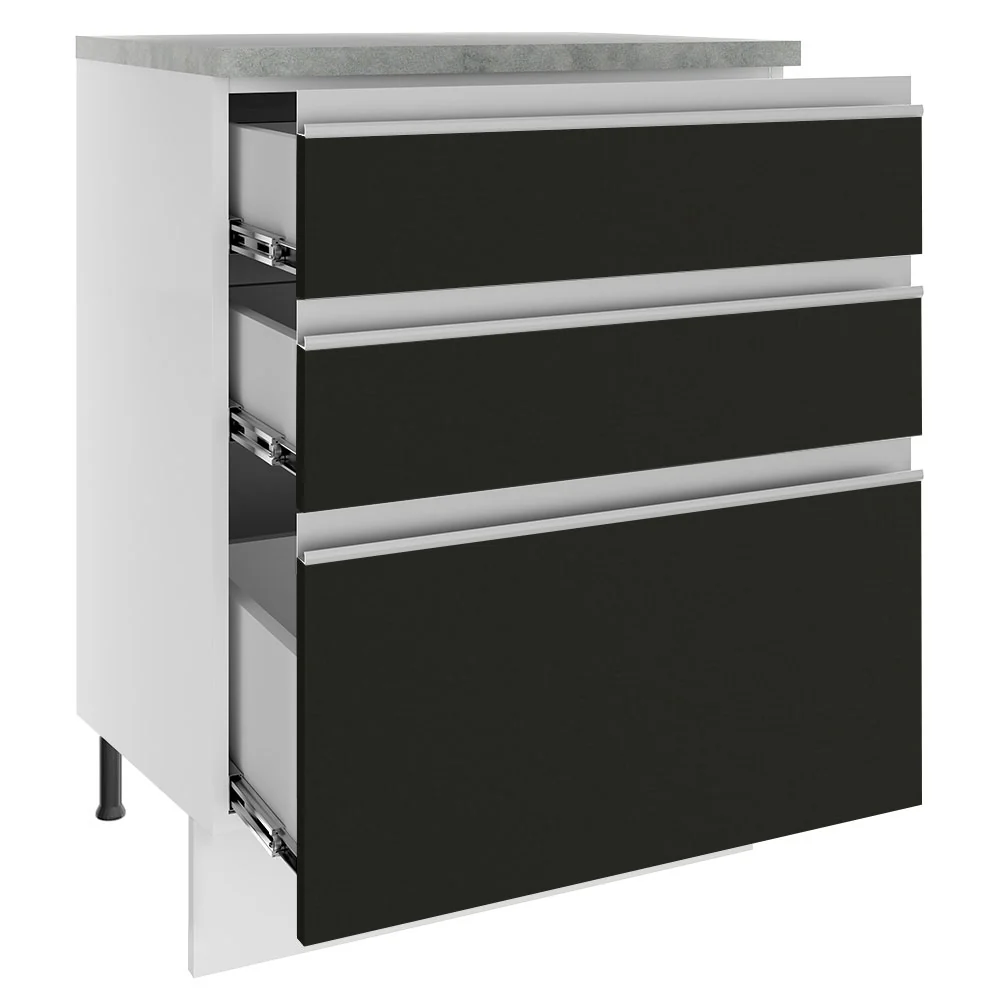 Bajo Mesada Madesa Glamy 60 x 60 cm 3 Cajones (Con Mesada) Blanco/Negro - Image 3