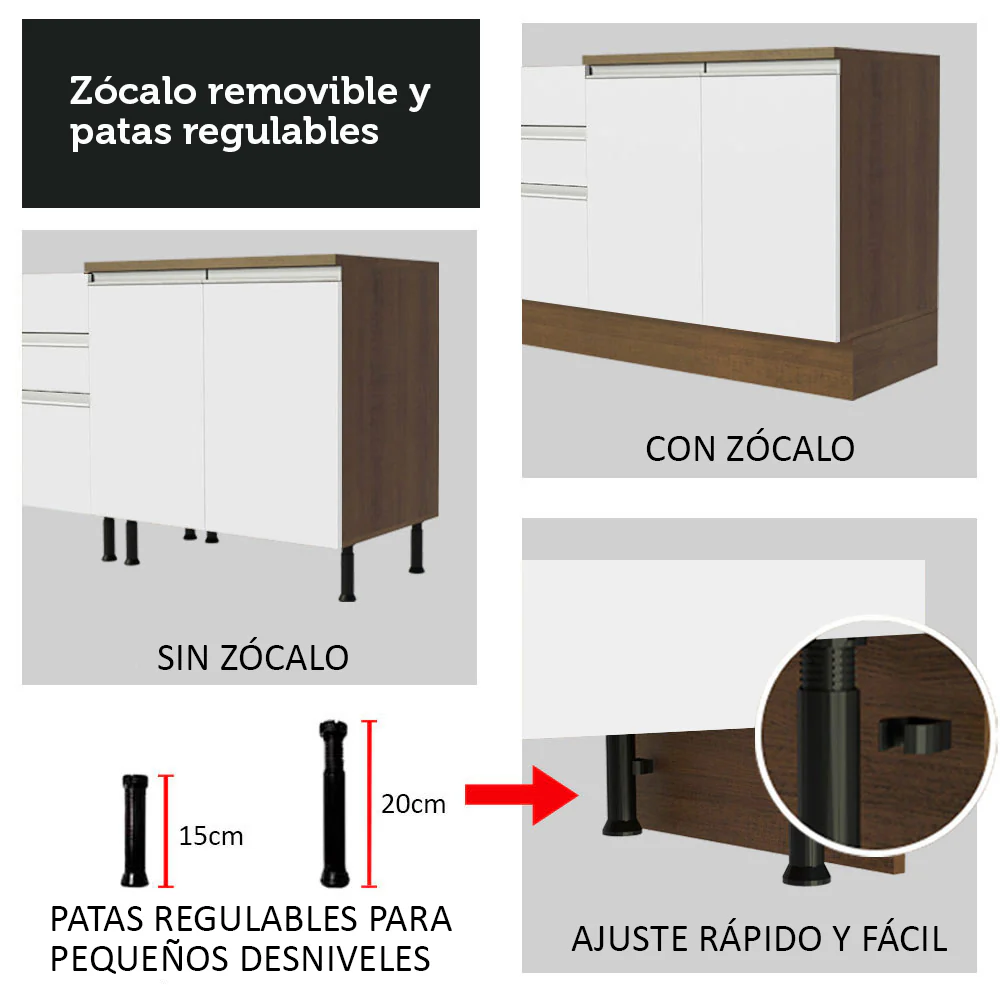 Bajo Mesada Madesa Glamy 60 x 60 cm 3 Cajones (Con Mesada) Marrón/Blanco - Image 8