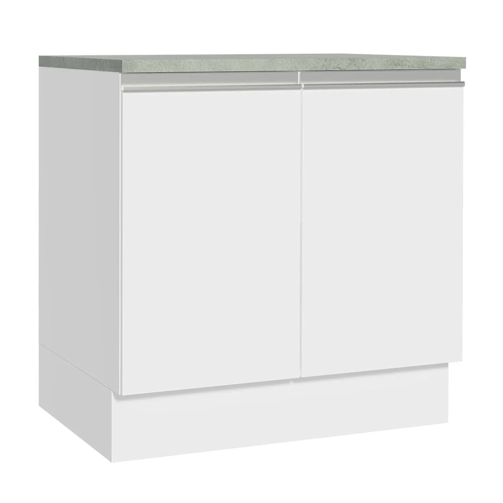 Bajo Mesada Madesa Glamy 80 x 60 cm 2 Puertas (Con Mesada) Blanco