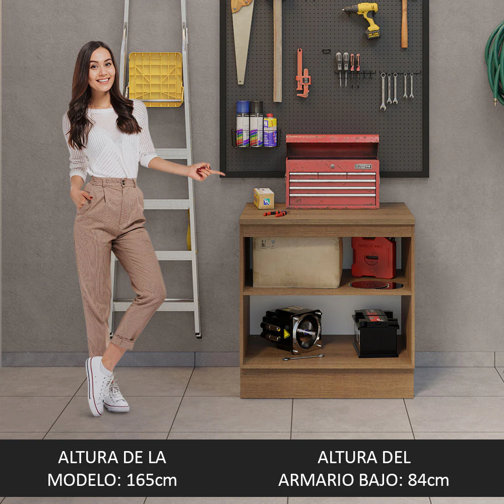 Bajo Mesada Multiuso Garaje 80cm (con Tapa) Marrón/Blanco - Image 4