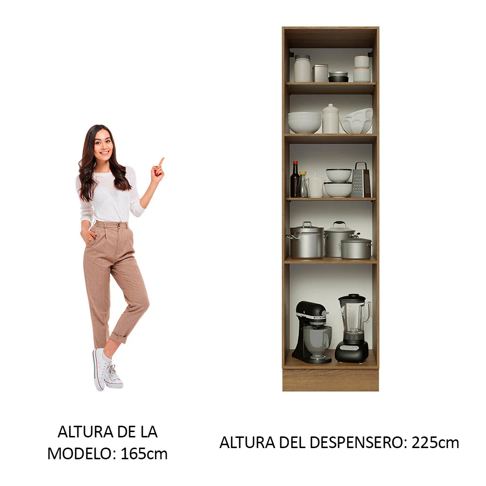 Despensero Organizador Madesa Glamy 60 cm 3 Puertas Marrón/Blanco - Image 6