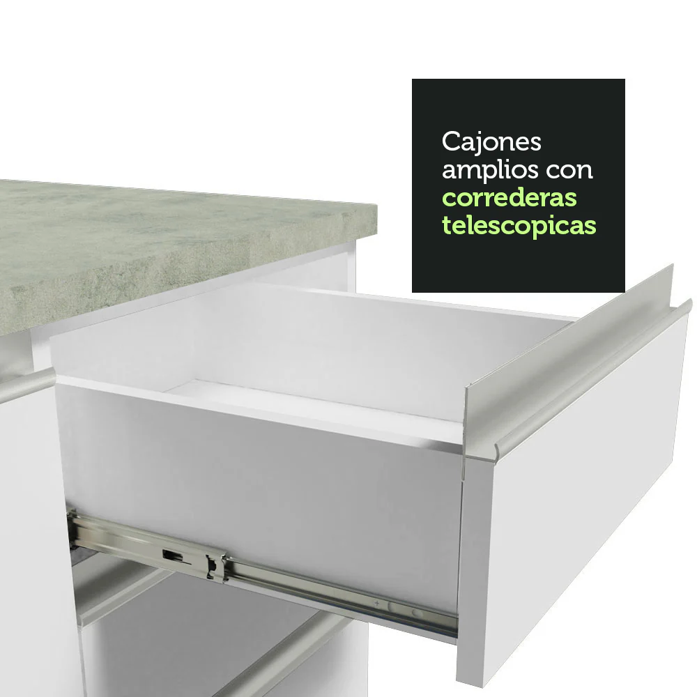 Bajo Mesada para Bacha 120 cm 1 Puerta y 2 Cajones (Sin Mesada y Bacha) Blanco Glamy Madesa - Image 4