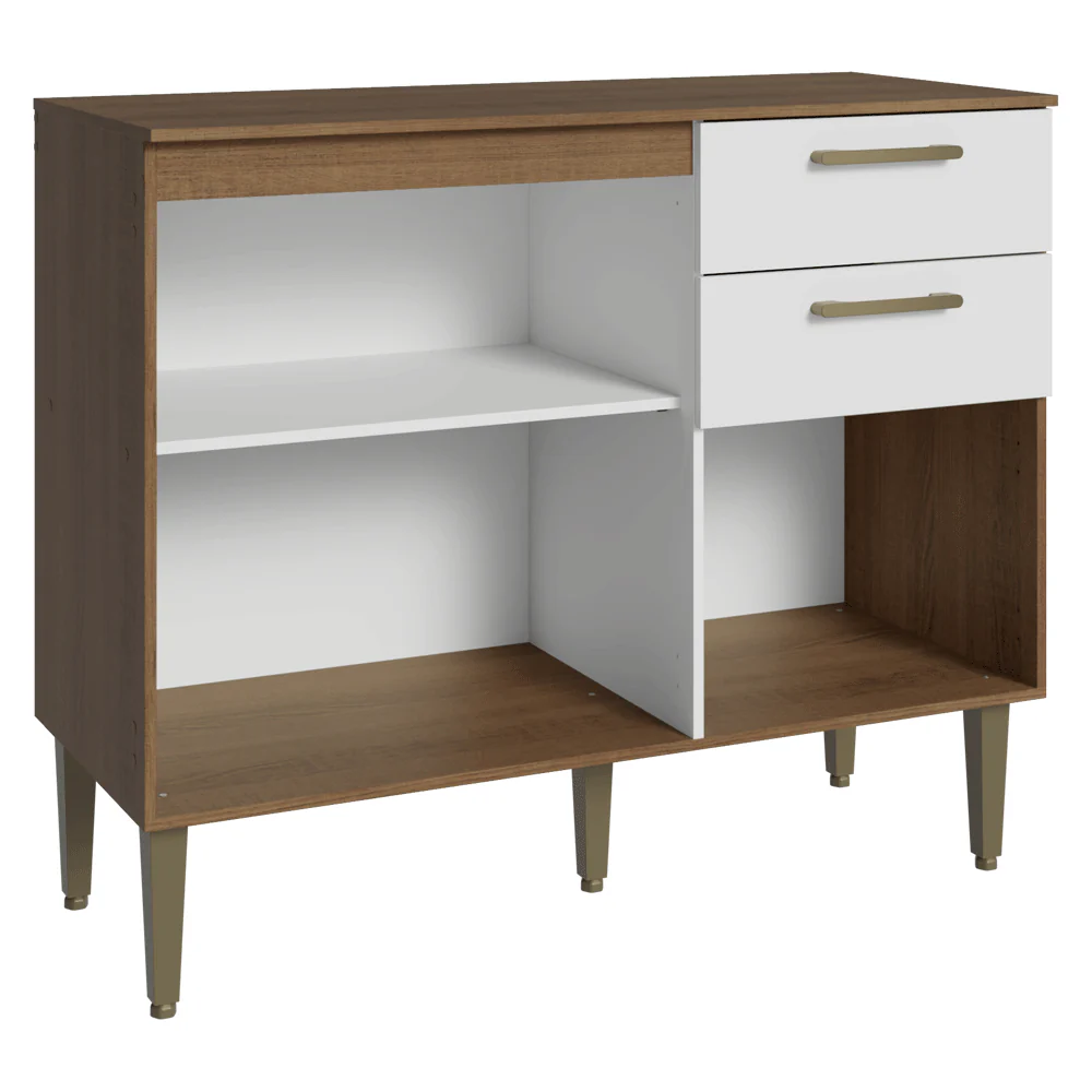 Bajo Mesada para Bacha 105 cm 3 Puertas 2 Cajones Marrón/Blanco Lille Madesa - Image 10