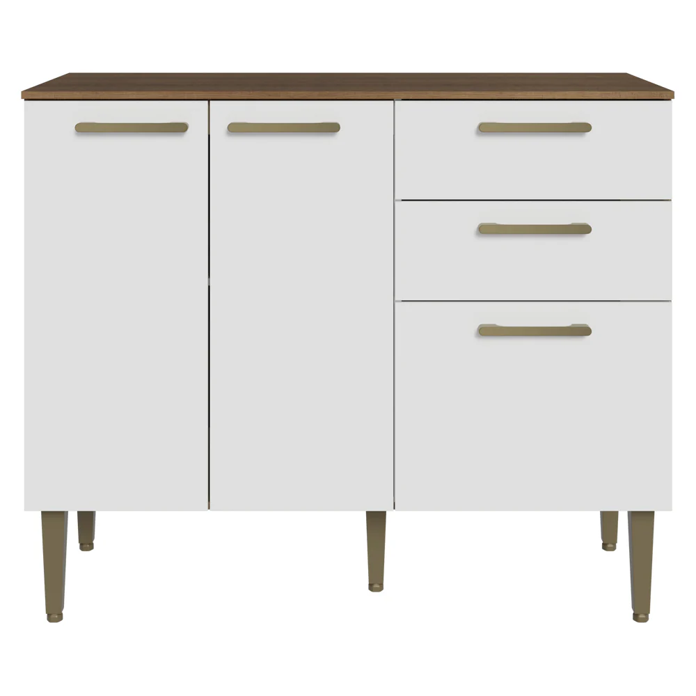 Bajo Mesada para Bacha 105 cm 3 Puertas 2 Cajones Marrón/Blanco Lille Madesa - Image 9