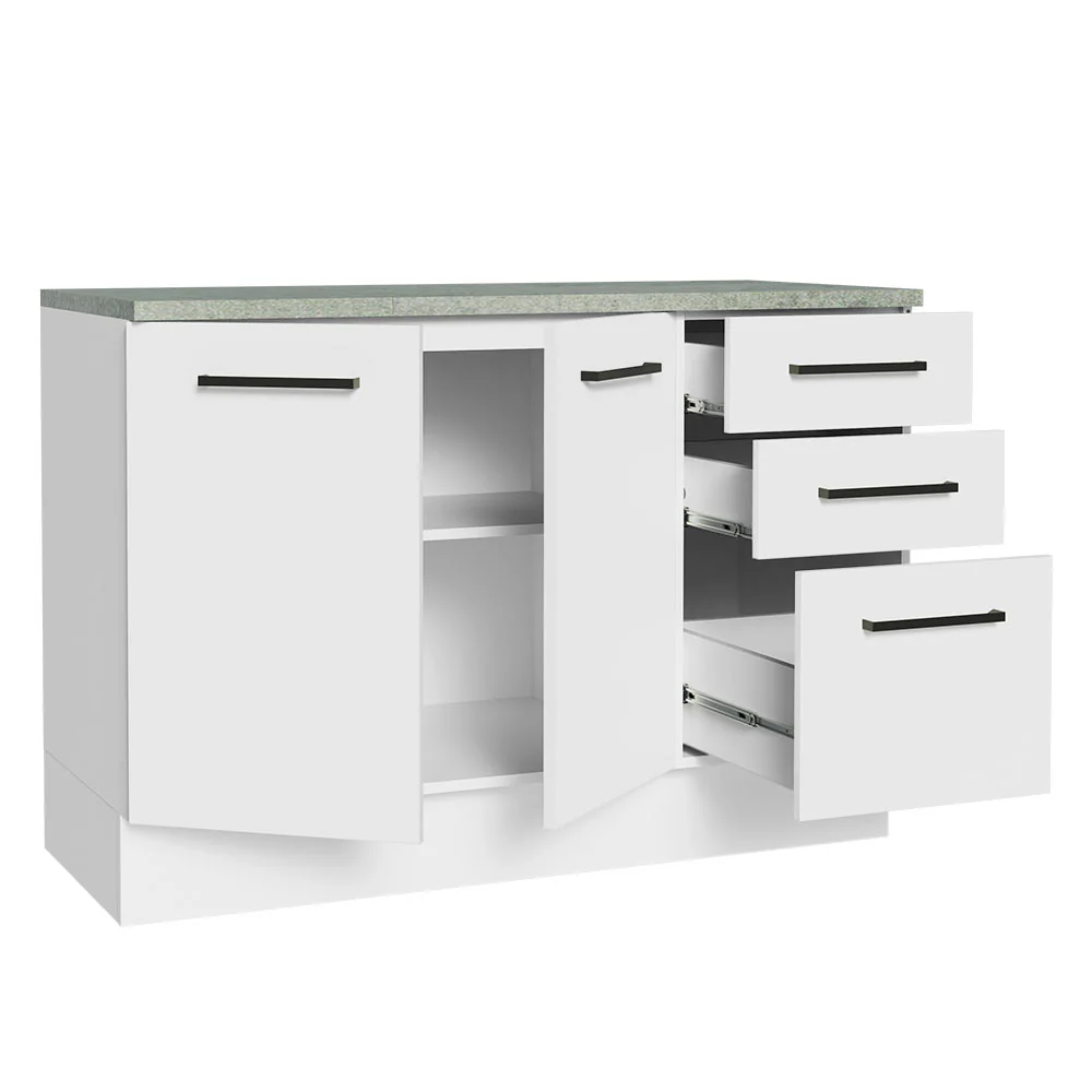 Bajo Mesada Cocina 120 cm 2 Puertas 3 Cajones (Con Mesada) Blanco Agata Madesa - Image 8