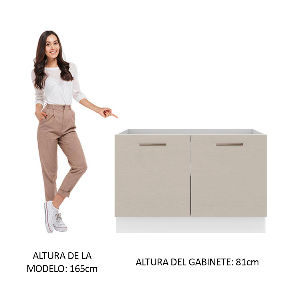 Bajo Mesada para Bacha 120 cm 2 Puertas (Sin Mesada y Bacha) Blanco/Crema Agata Madesa - Image 3