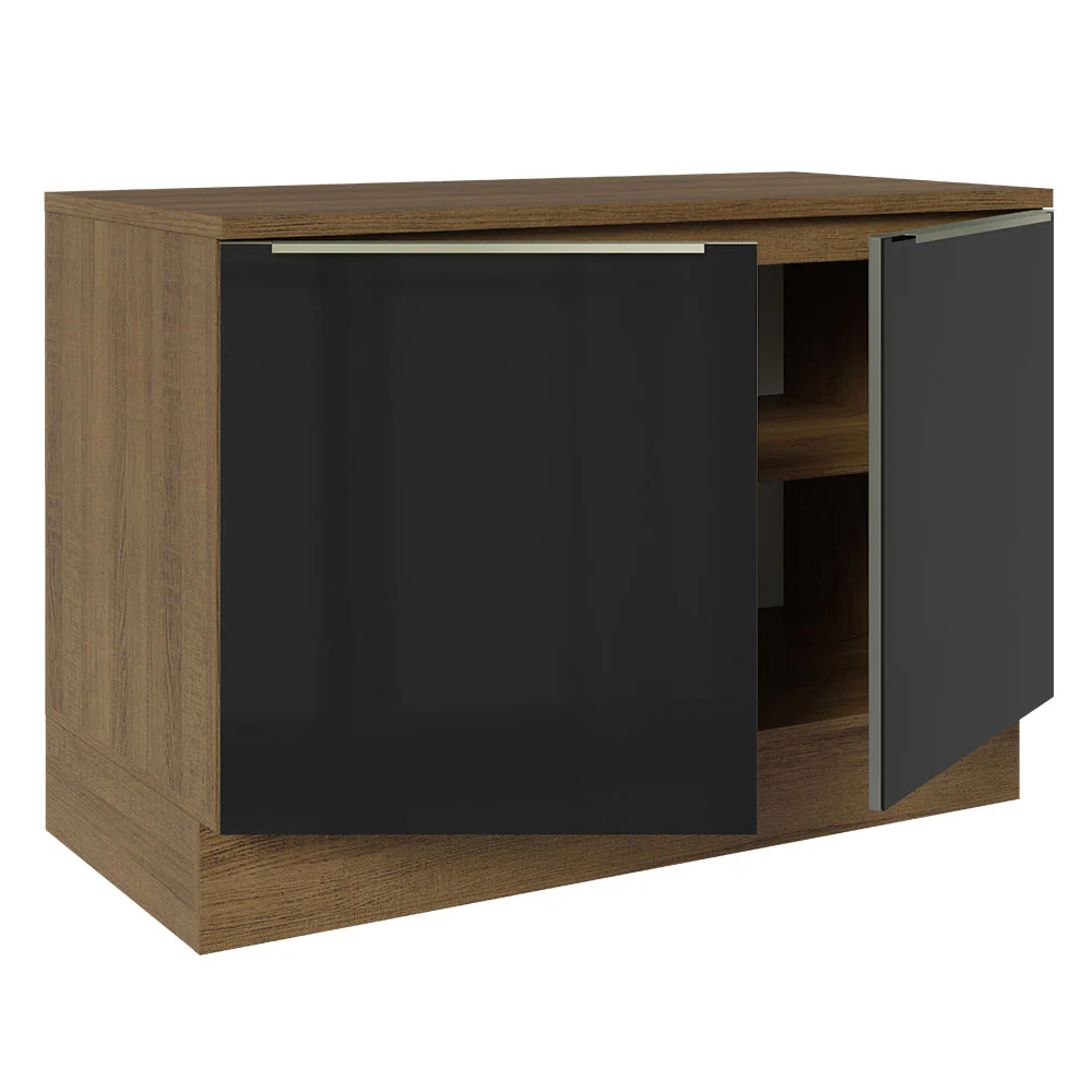 Bajo Mesada Cocina 120 cm x 60 cm, 2 Puertas (Con Mesada) Lux Marrón/Negro - Image 5
