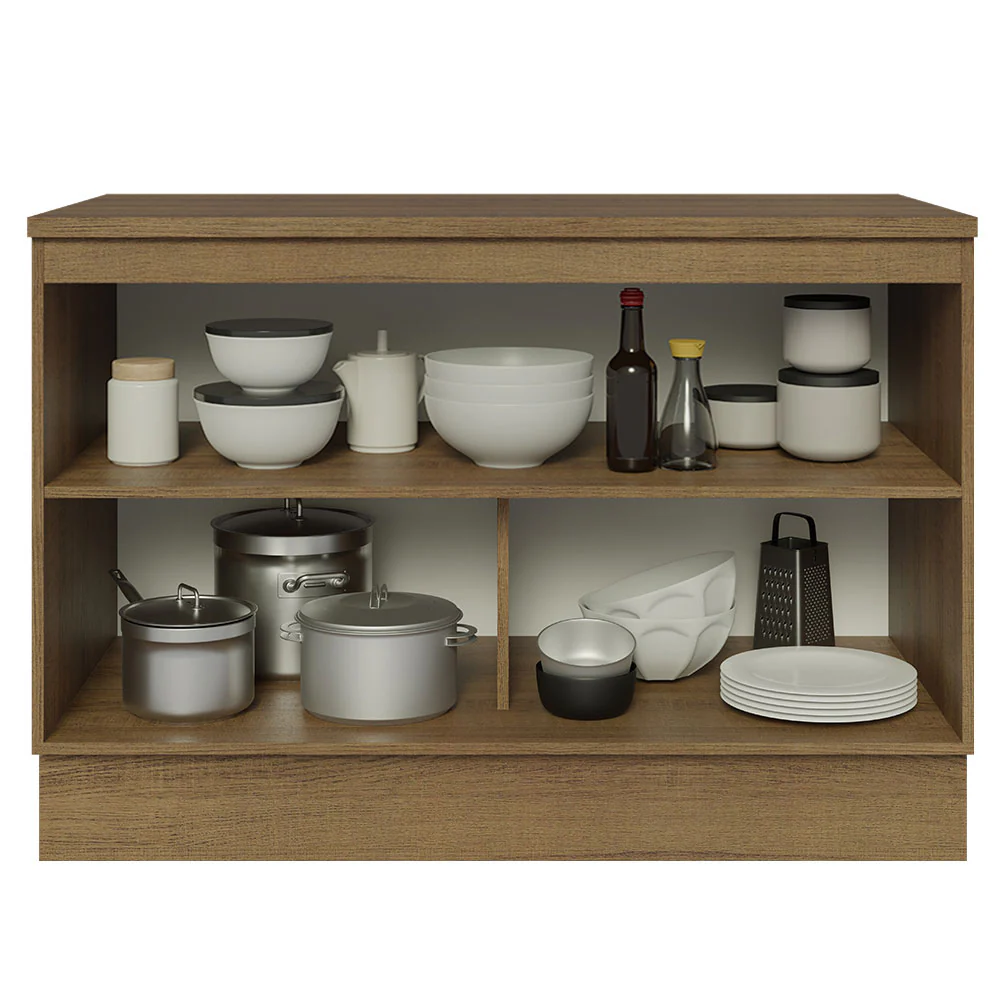 Bajo Mesada Cocina 120 cm x 60 cm, 2 Puertas (Con Mesada) Lux Marrón/Negro - Image 7