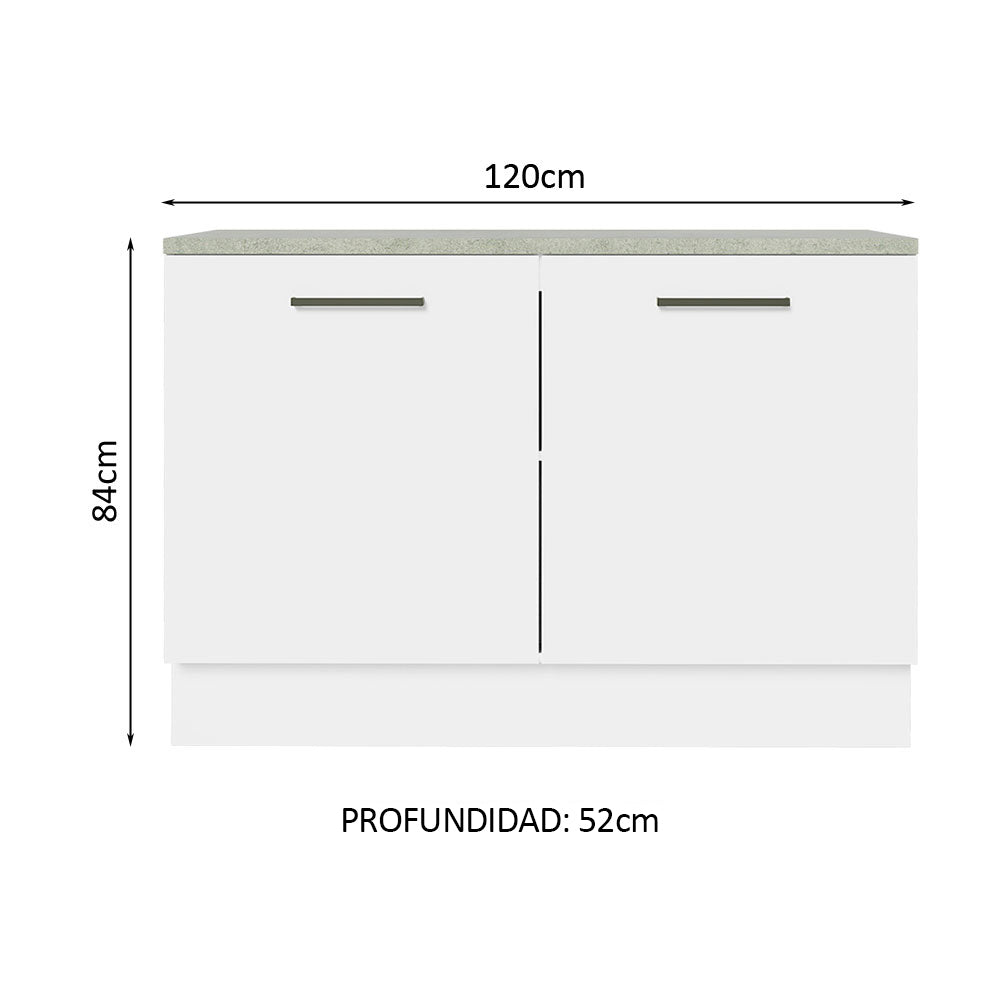 Bajo Mesada Cocina 120 cm 2 Puertas (Con Mesada) Blanco Agata Madesa - Image 2