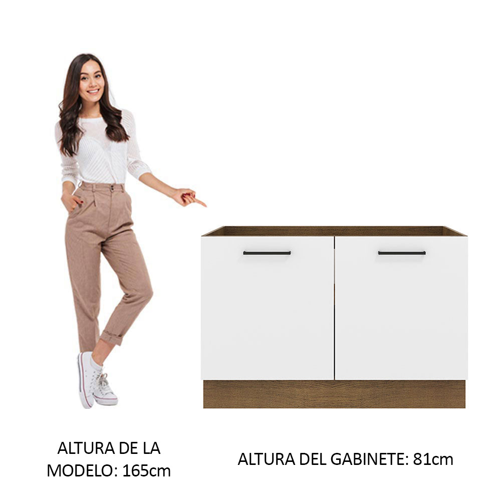 Bajo Mesada para Bacha 120 cm 2 Puertas  (Sin Mesada y Bacha) Marrón/Blanco Agata Madesa - Image 3