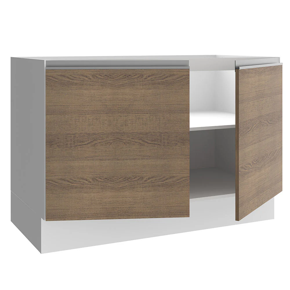 Bajo Mesada para Bacha 120 cm 2 Puertas (Sin Mesada y Bacha) Blanco/Marrón Glamy Madesa - Image 7