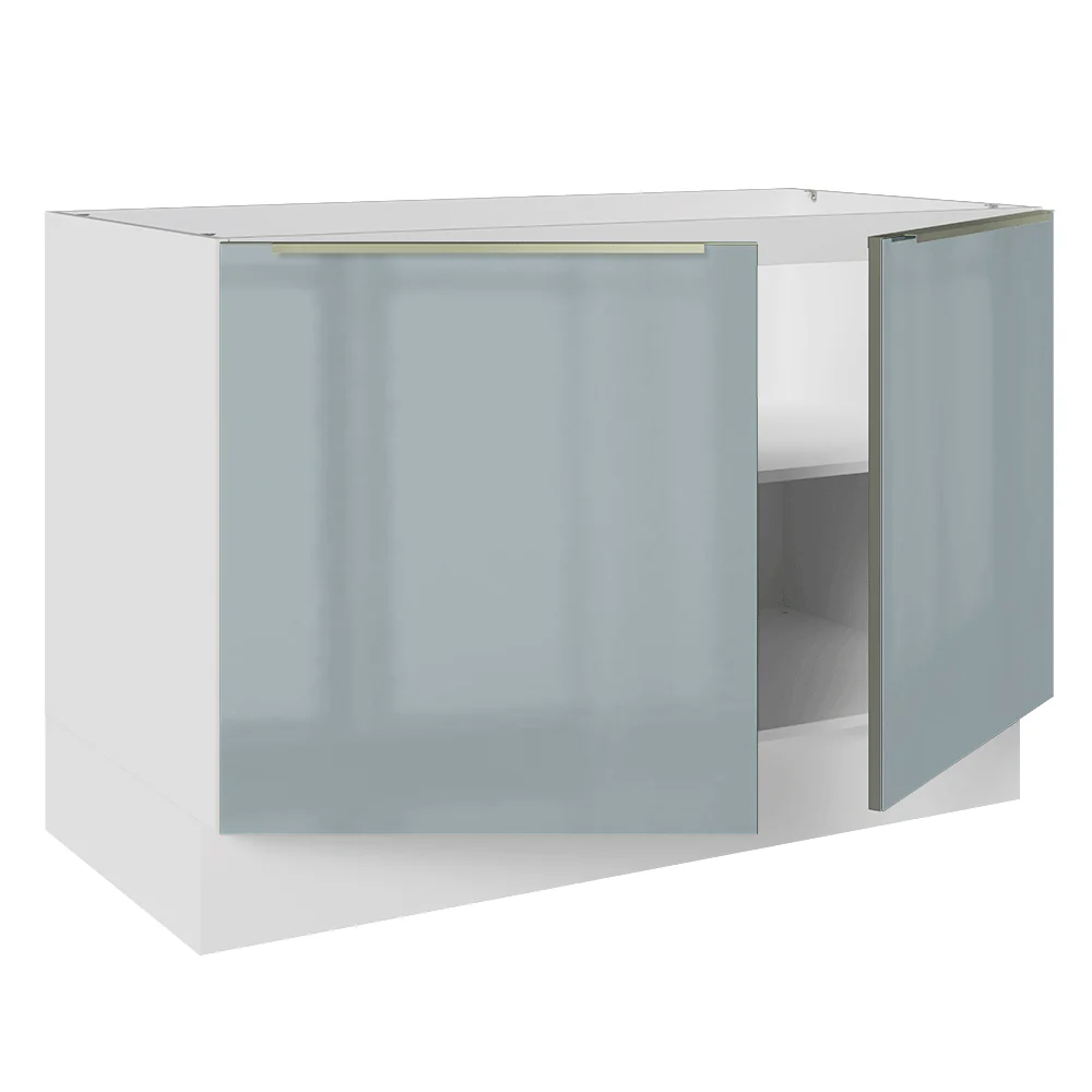Bajo Mesada para Bacha 120 cm 2 Puetas (Sin Mesada y Bacha) Blanco/Gris Lux Madesa - Image 6
