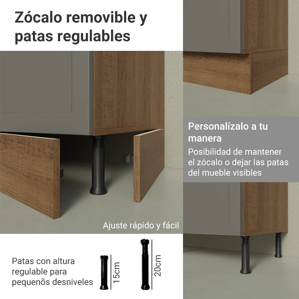 Bajo Mesada para Bacha 120 cm 2 Puertas (Sin Mesada y Bacha) Marrón/Gris Vik Madesa - Image 8