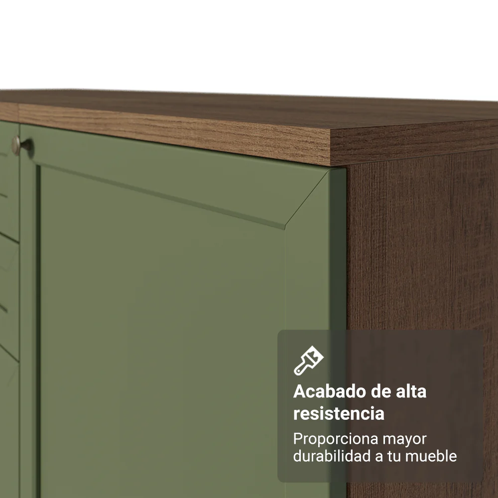 Bajo Mesada Cocina 120 x 60 cm (Sin Mesada) Marrón/Verde Vik Madesa - Image 8