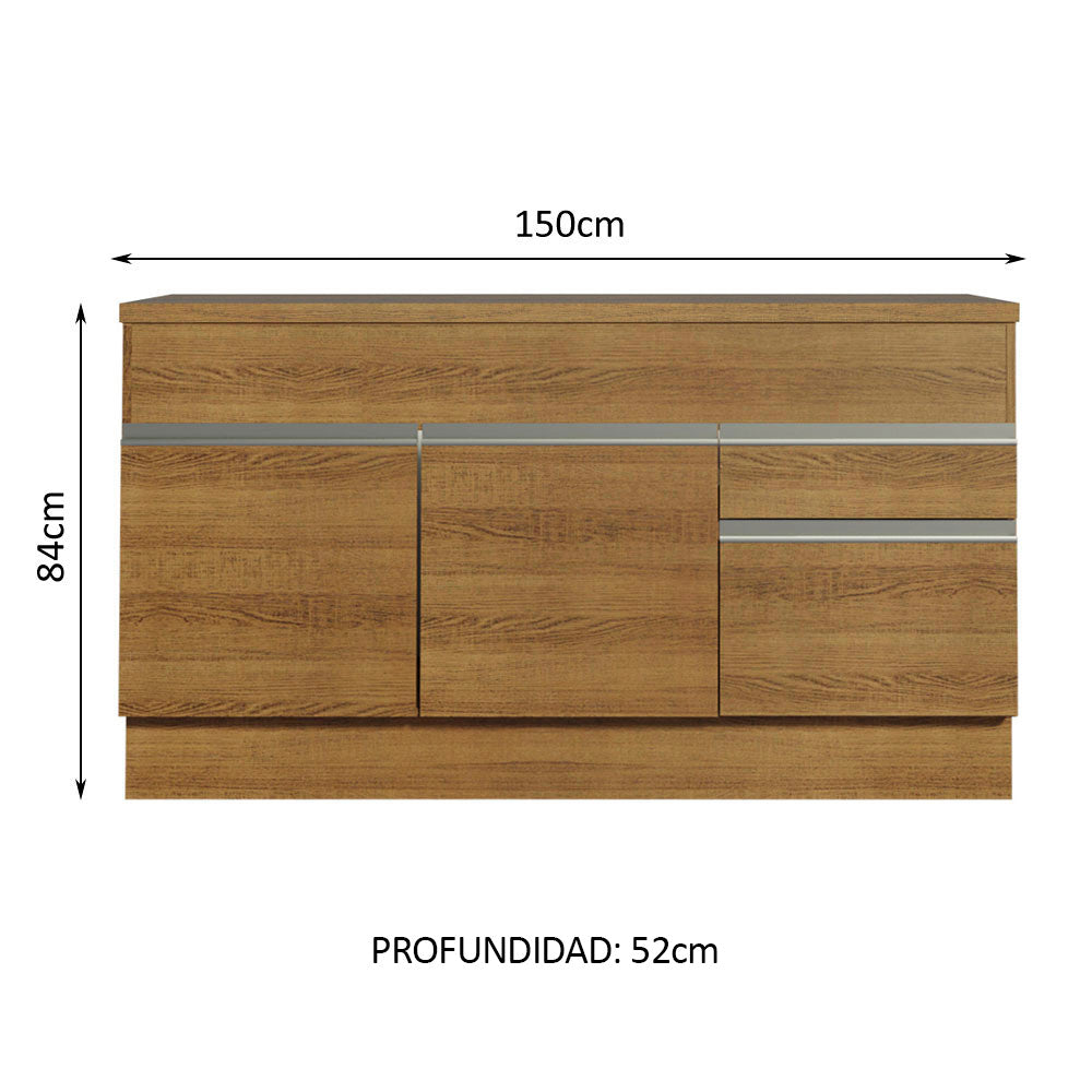 Bajo Mesada para Bacha 150 cm 2 Puertas y 2 Cajones (Con Tapa) Glamy Marrón - Image 3