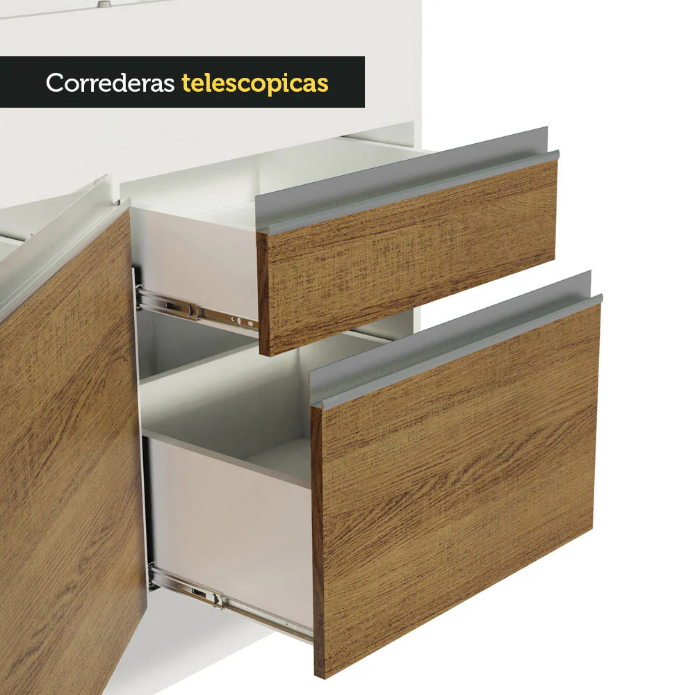 Bajo Mesada para Bacha 150 cm 2 Puertas y 2 Cajones (Sin Mesada) Glamy Blanco/Marrón - Image 6