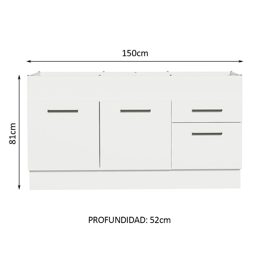 Bajo Mesada para Bacha 150cm (sin Bacha ni Tapa) Agata Blanco - Image 2