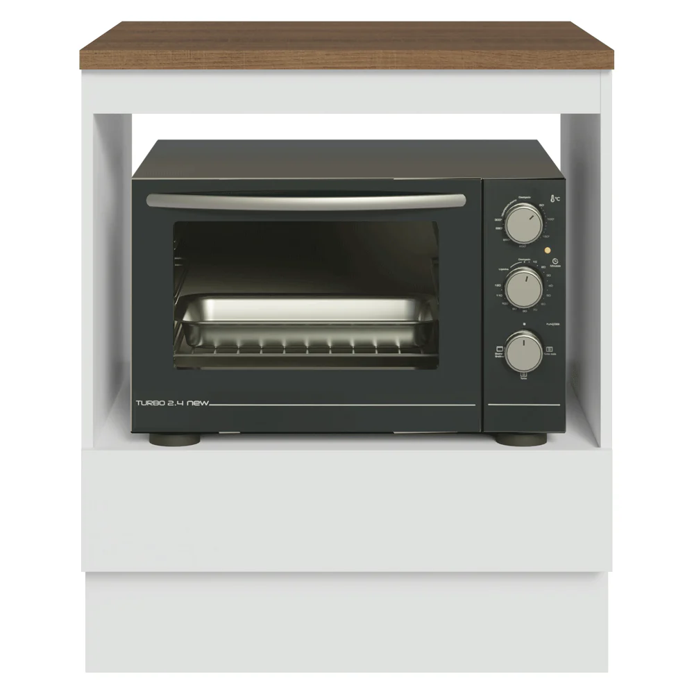 Bajo Mesada para Horno/Microondas 70 cm 1 Cajón Blanco Mesada Marrón - Image 6