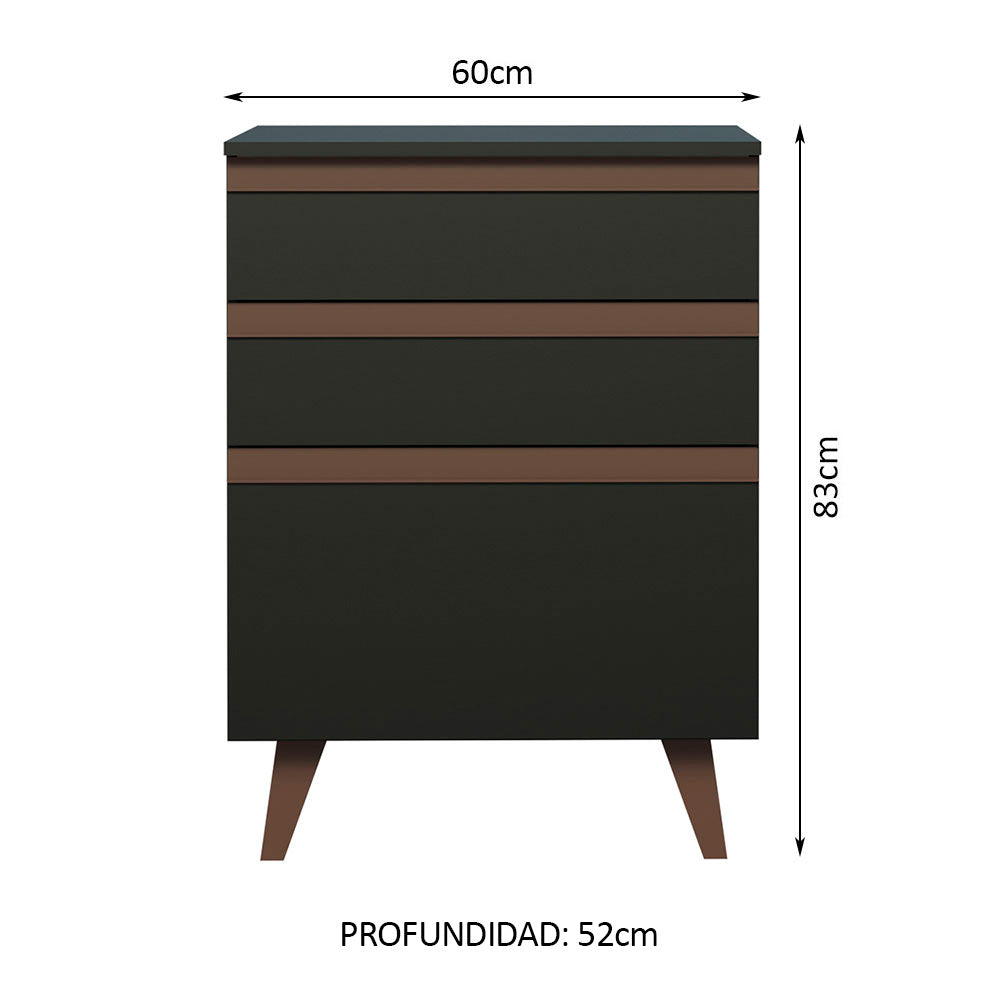 Bajo Mesada Reims 60 cm 3 Cajones Negro - Image 2