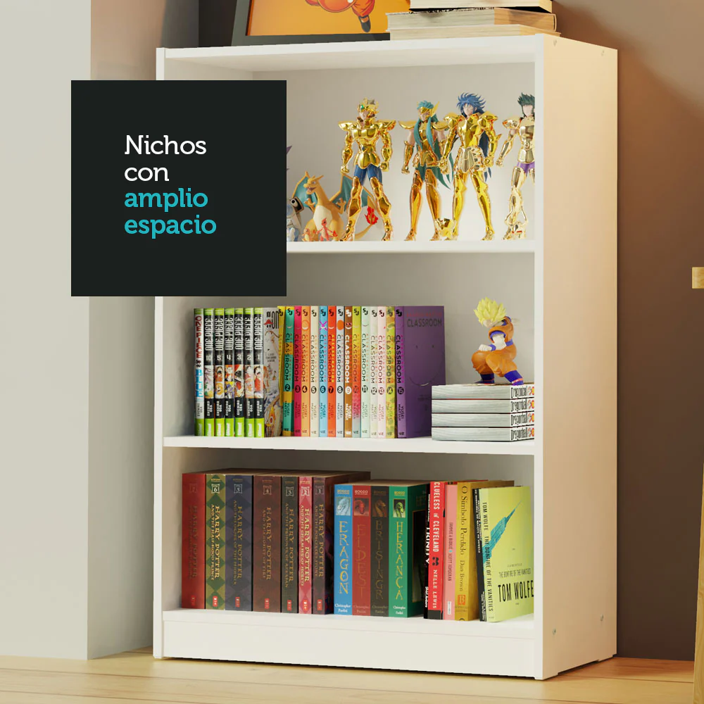 Biblioteca 6907 con 3 Nichos Blanco - Image 5