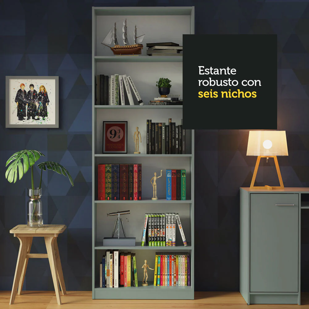 Biblioteca Organizador Madesa 6908 con 6 Nichos Gris - Image 9