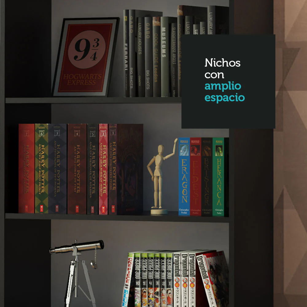 Biblioteca Organizador Madesa 6908 con 6 Nichos Negro - Image 6