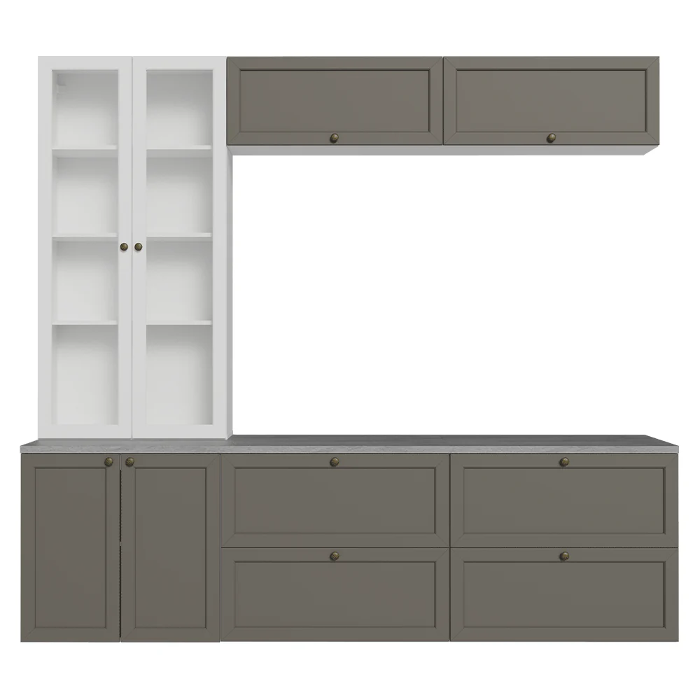 Centros de Entretenimiento con Rack + Cristaleiro 230 cm Blanco/Gris/Blanco Vik Madesa 01 - Image 10