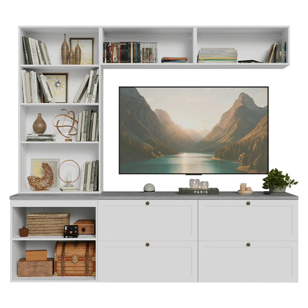 Centros de Entretenimiento con Rack + Cristaleiro 230 cm Blanco Vik Madesa 01 - Image 6